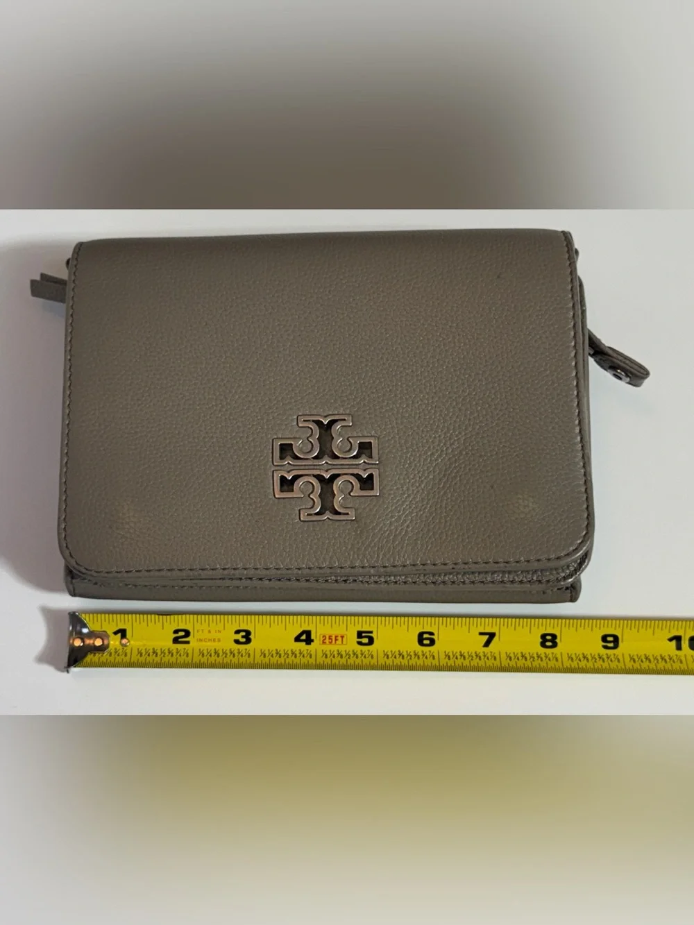 Tory Burch Pebbled Leather Crossbody in Light Taupe